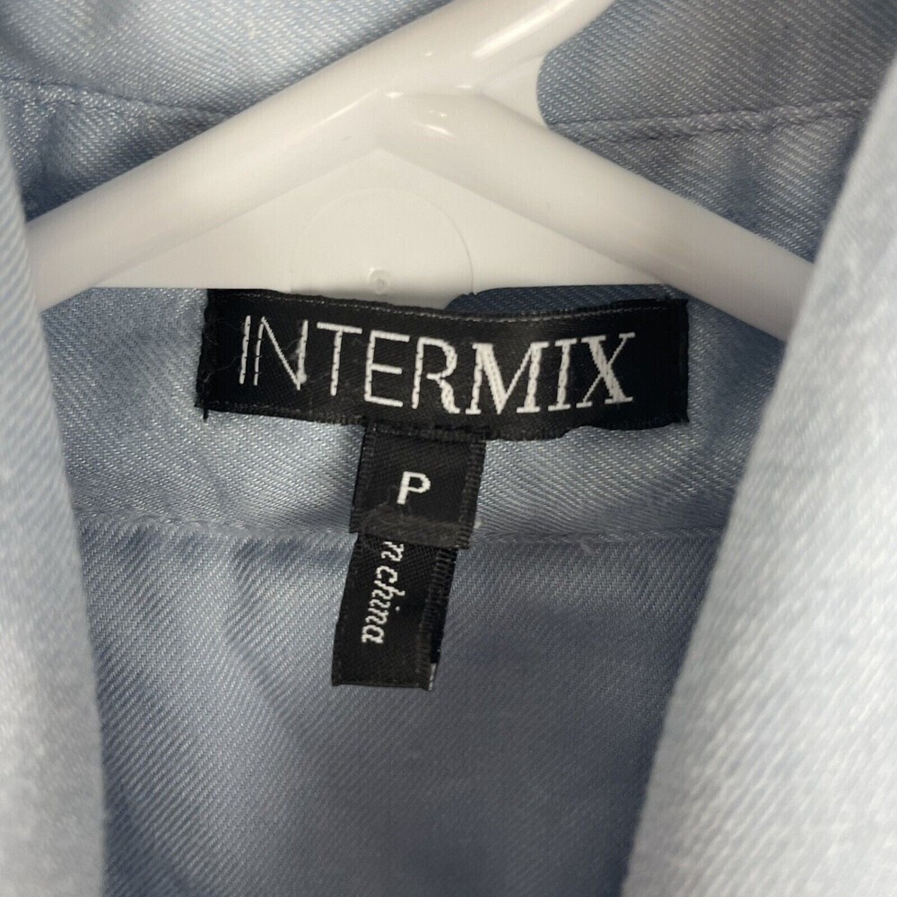 Intermix Blue Sleeveless Button Down Shirt Tencel cotton blend small - Picture 3 of 9